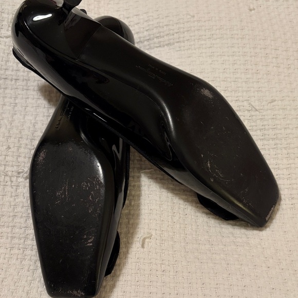 Salvatore Ferragamo Black Flats with Floral Detail